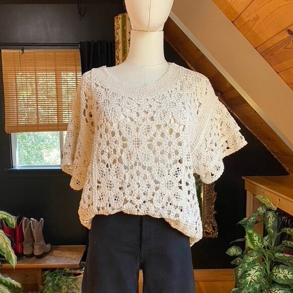 Crochet Open Knit Blouse - Picture 1 of 5